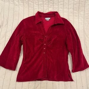 Elegant Red Button-Up Women's Top